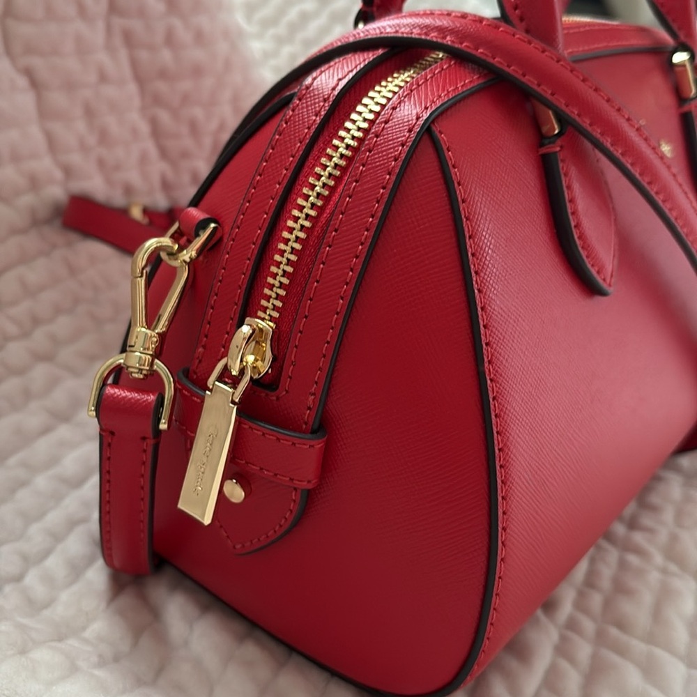 Kate Spade Madison Small Duffle Crossbody Bag in Ruby Red - Picture 4 of 8